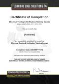 TES Electrical Testing & Verification Training Course - Certificate of Completion SAMPLE